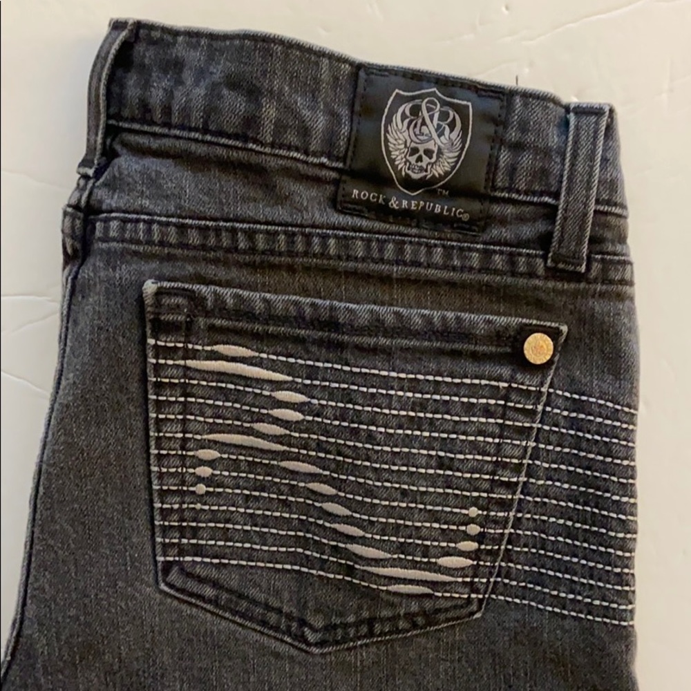 ROCK & REPUBLIC skinny jeans - Light black w/ studding, Unisrx